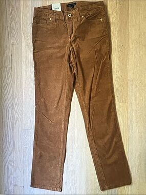 Tommy Hilfiger Straight Leg Corduroy Pants in Rust Brown